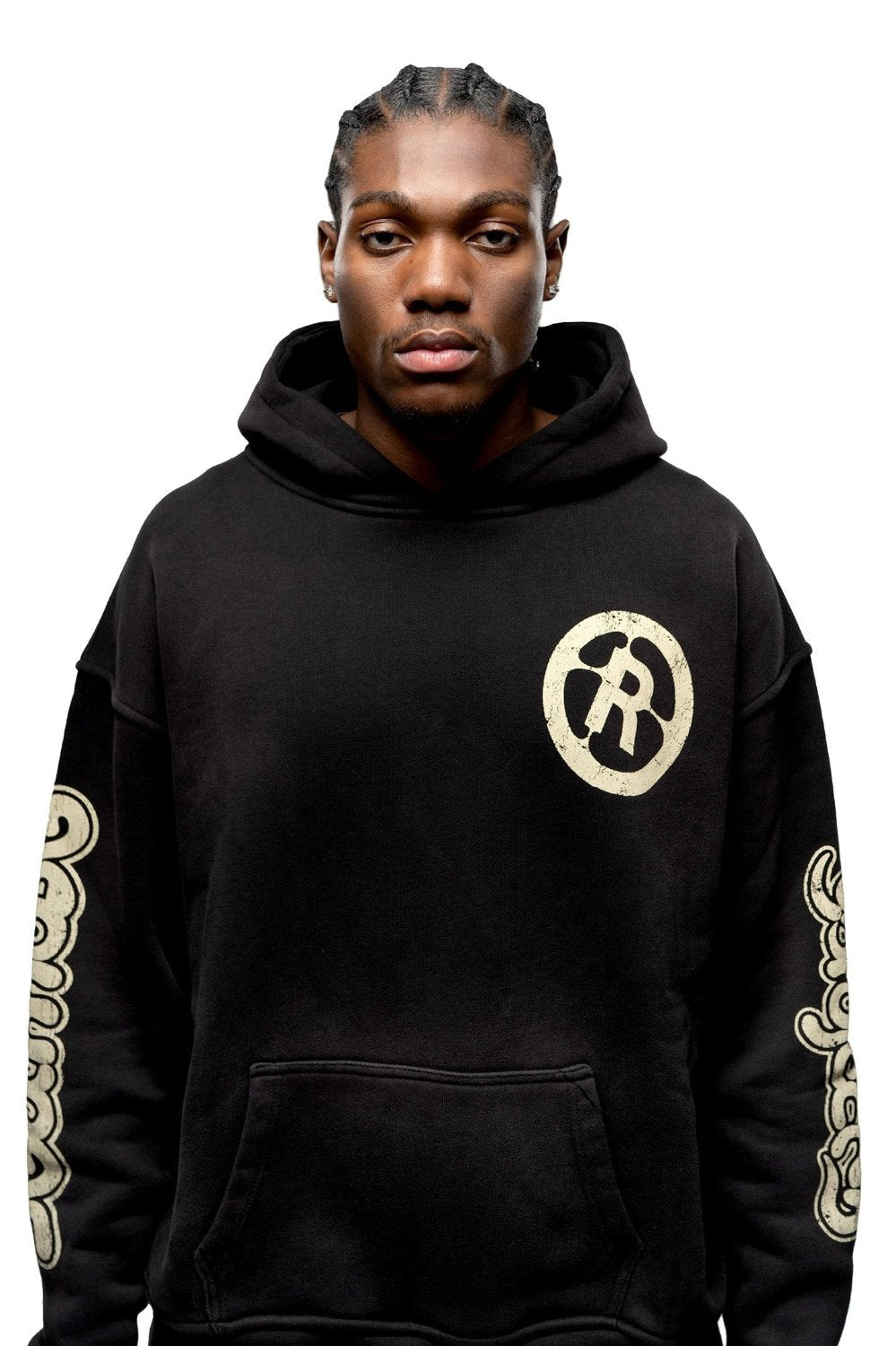 Sunfaded Logo Hoodie Black - Rumor Projects