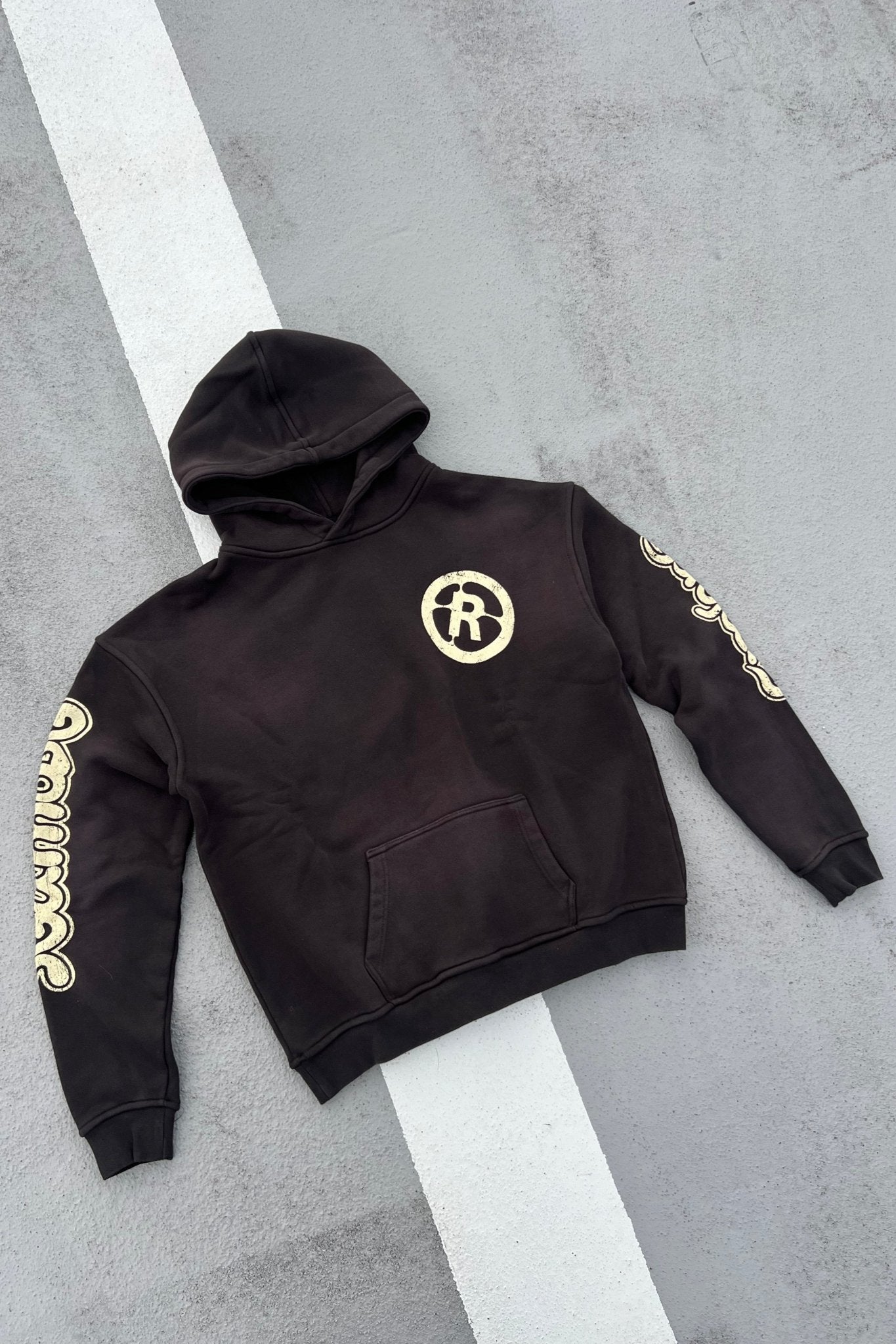 Sunfaded Logo Hoodie Black - Rumor Projects